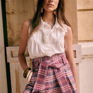 NWT Sézane Florianne écru sleeveless blouse - size 40 / us 8
